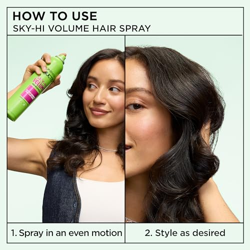 Image of Garnier Fructis Sky-Hi Volume Hairspray, Anti-Humidity Volumizing Spray With Bamboo Extract, Provides 24-Hour of Flexible Hold and Frizz Control, 8.25 oz, 2 Count (Packaging May Vary)