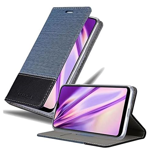 Cadorabo Fodral till Samsung Galaxy A10 i mörkblått svart – mobiltelefonfodral med magnetlås, stativfunktion och kortfack – fodral skyddsfodral väska bok klapp stil
