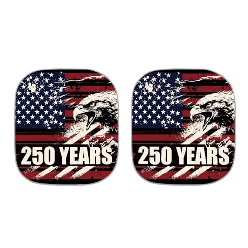 Image of Windshield Sun Shade Foldable 2 PCS 250 Years American Eagle Automotive Windshield Sunshades Sun Visor Reflect UV Sun and Heat and Protect Your Car, Universal Fit for Cars