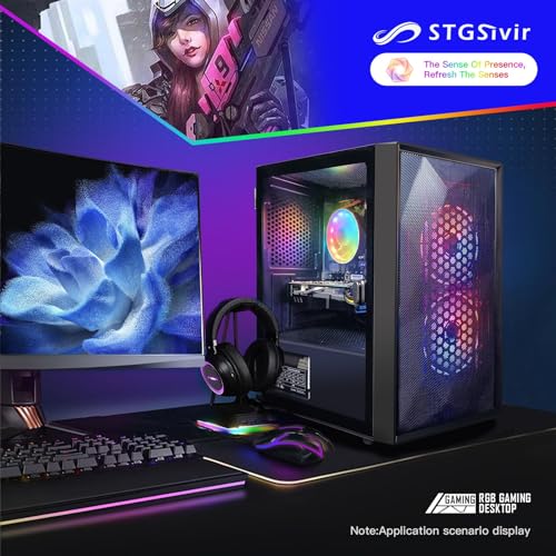 Gaming PC, Radeon R9 370 4 GB GDDR5, Core i5 3.3 GHz bis zu 3.7 GHz, 16GB RAM, 512GB SSD, 600M WiFi, BT 5.0, RGB Lüfter x 3, W10H64,Gamer PC Computer Desktop Rechner – Bild 5