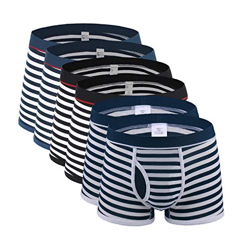 LEYWHEF Boxer da uomo 6 pz/pugili in cotone traspirante mutande da uomo morbido e confortevole boxer mutandine taglie forti, 6 pezzi 0917 Mix D31, L