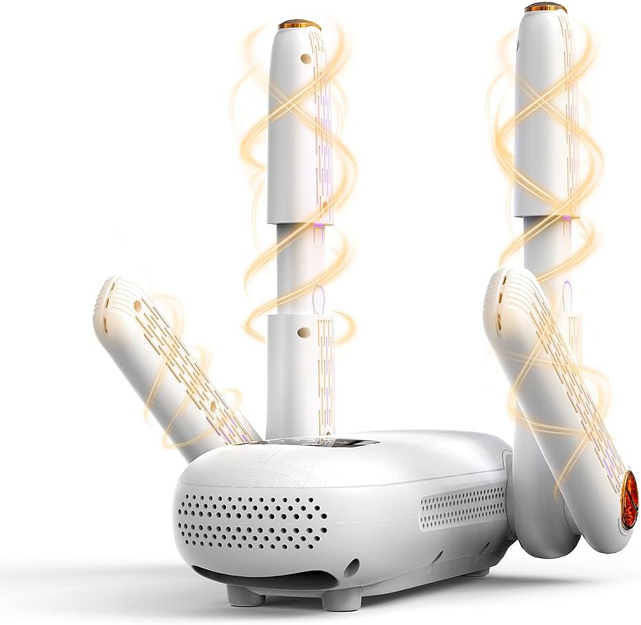 YsChois Boot Dryer, Shoe Dryer, Electric Gloves Warmer | Boost Mode, 4-Pipes with Timer, UV Light Sanitization & Odor Absorption, Quiet Portable Warmer for Ski Boots, Shoes, Gloves, Socks, Hats