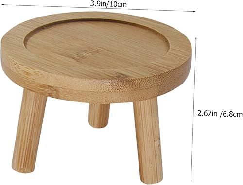 Miniatura 2 de MERRYHAPY 2 piezas de maceta base jarrón soporte de estante de madera soporte de mesa soporte de exhibición de maceta platillo de bambú rojo