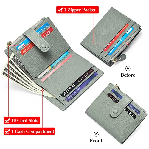 FALAN MULE Small Wallets for Women RFID Blocking Slim Bifold Leather Womens Wallet with Zipper Coin Purse - Image 3