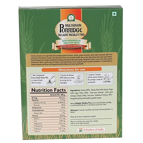 Ammae Multigrain Porridge Delight Medley PRO, 200g, Pack of 2, For Diabetes, Sathu Maavu, 7 Sprouted & Roasted low GI grains with goodness of Amla & Methi | No Sugar | No Salt | No Milk | No Preservatives & Chemicals - Image 3 thumbnail