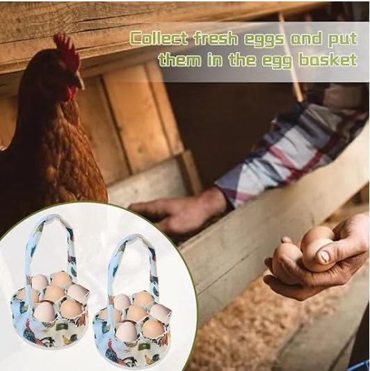 Egg Collecting Basket Multi Pocket Farm Poultry Storage Carrier Chicken Duck Goose Egg Organizer 7 Slot Holder