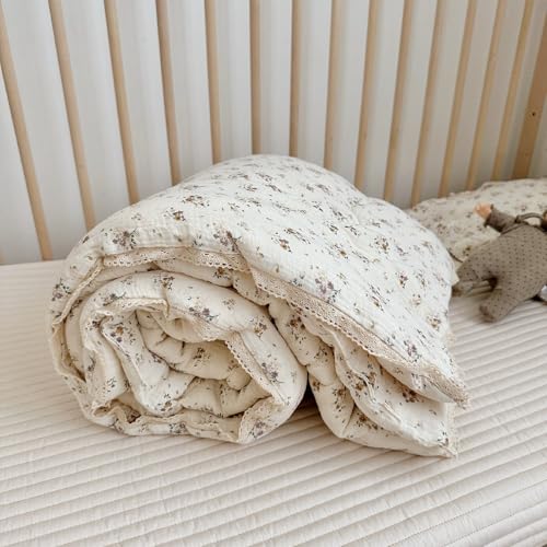 Muslin baby quilt 2-layer blanket with crape Myrtle pattern