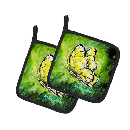 Caroline's Treasures Glover Fly Sage Butterfly Pair of Pot Holders Kitchen Heat Resistant Pot Holders Sets Oven Hot Pads for Cooking Baking BBQ, 7 1/2 x 7 1/2