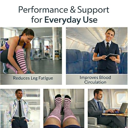 Image of Diamond Star 6 Pairs Compression Socks for Men & Women, Knee High Socks
