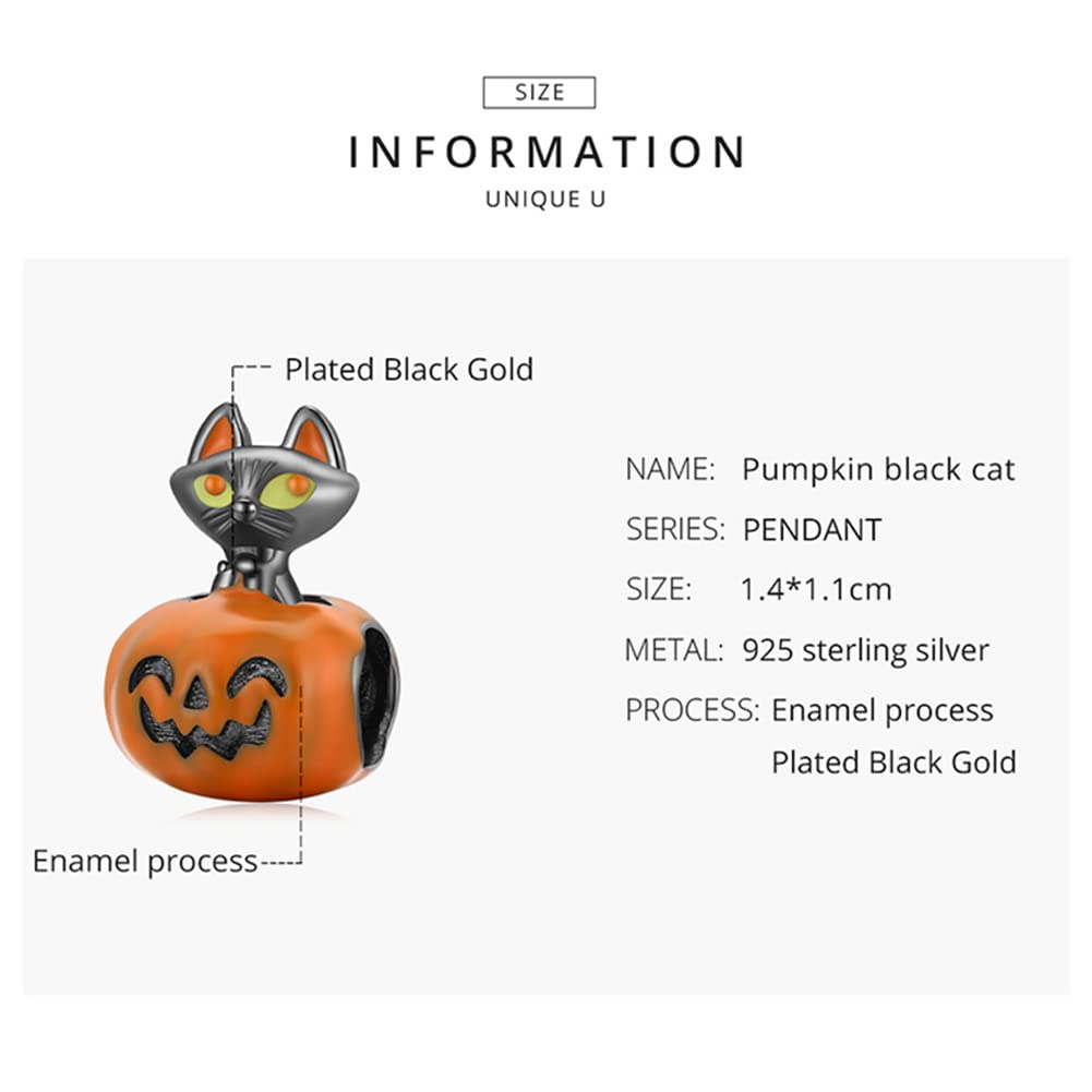 Charms z koralików ze srebra próby 925 Halloweenowa dynia Halloweenowa czaszka Kompatybilna z bransoletką z zawieszkami