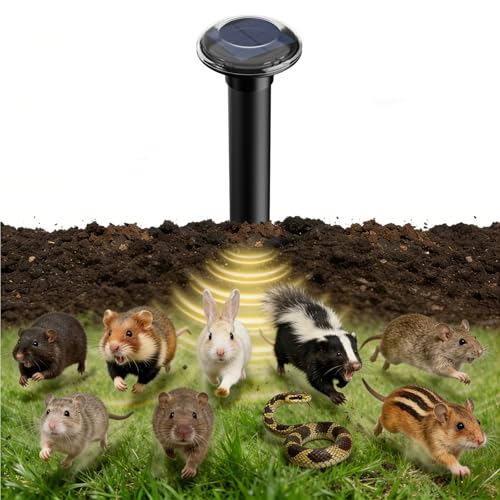 Uffylle Ultraschall Maulwurf Vertreiber, Solar Wühlmaus Vertreiben, IP68 Wasserdicht, Haustierfreundlich & Freiluft Maulwurfschreck, Maulwurffalle