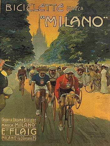 BICICLETTE MARCA MILANO BICYCLE RACING BIKE ITALY ROAD CYCLING SPORT 20" X 30" IMAGE SIZE VINTAGE POSTER REPRO MATTE PAPER