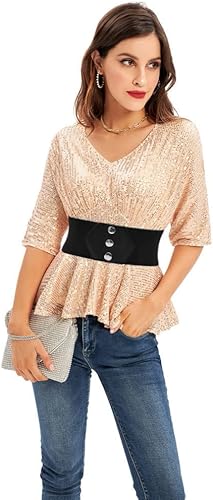 Miniatura 3 de GRACE KARIN Cinturón de corsé con botón a presión para mujer, cinturones elásticos anchos para vestido de cintura elástica