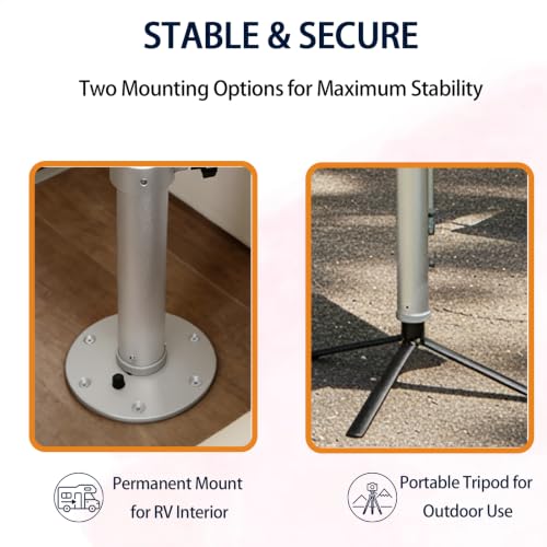 Mesa de comedor plegable con soporte de trípode extraíble para camper 31.5" 6