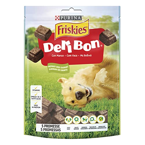 PURINA FRISKIES Deli Bon Snack per Cani Adulti Bocconcini con Manzo 6 Confezioni da 130g