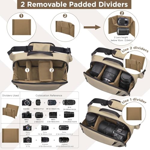 Image of TAAOKA Camera Sling Bag,Waterproof Camera Case with Tripod Holder,Lightweight DSLR /SLR /Mirrorless Camera Bags Crossbody for photographers-Coffee