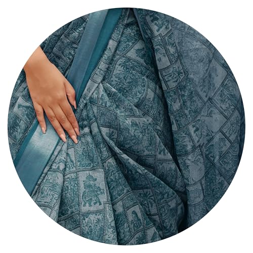 Image of MIRCHI FASHION Saree for Woman Cotton Blend Printed | Traditional Ethnic Sari for Ceremonial Use and Farewell with Blouse Piece