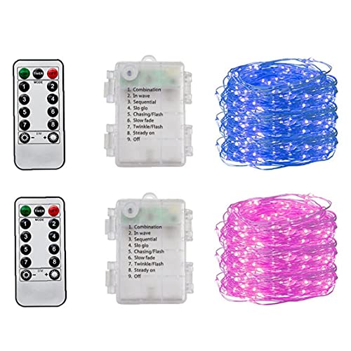 Snaar licht waterdichte afstandsbediening 10m 100 LED Cooper draad fairy lamp (geen batterij) 2 stks blauw - Image 4