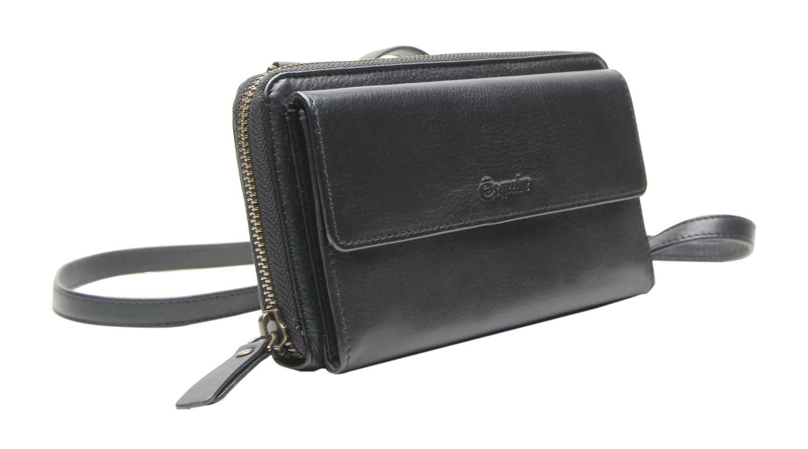 Esquire Cuero Monedero Bolsa para móvil Peru Phone Wallet Bag Black Negro