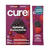 Cure Hydrating Electrolyte Mix | Powder for Dehydration Relief | FSA & HSA Eligible | Made with Coconut Water | No Added Sugar | Vegan | Paleo Friendly | Box of 8 Packets - Berry Pomegranate