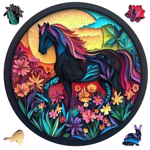 Ruikiyart Wooden Puzzles for Adults, 5MM 200 Pieces Black Horse