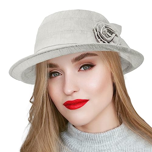 Summer Bucket Hat With Rose For Women Girls, Bucket Sun Hats Wide Brim Sunhat,Summer Cloche,Upf50,Cotton #TOP17