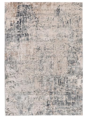 RugVista Atlas, Alfombra Moderna, Pelo Corto, 160 x 230 cm, Rectangular, Calidad cert. Oeko-Tex Standard 100, Polipropileno/Poliéster, Pasillo, Dormitorio, Cocina, Salón, Despacho, Gris/Beige