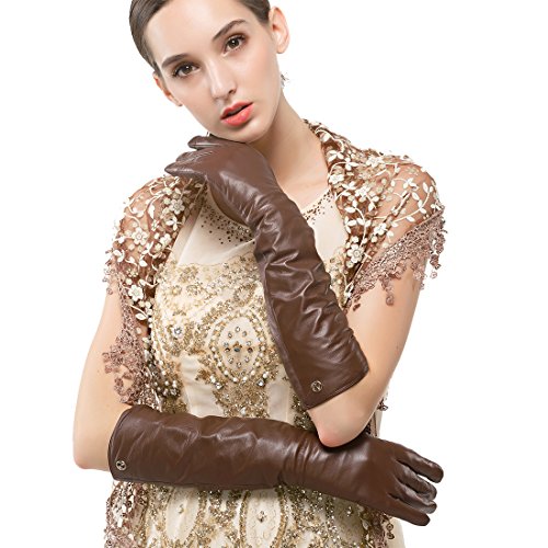 Gants en cuir nappa pour robe de soirée longues mitaines de fête hivernale