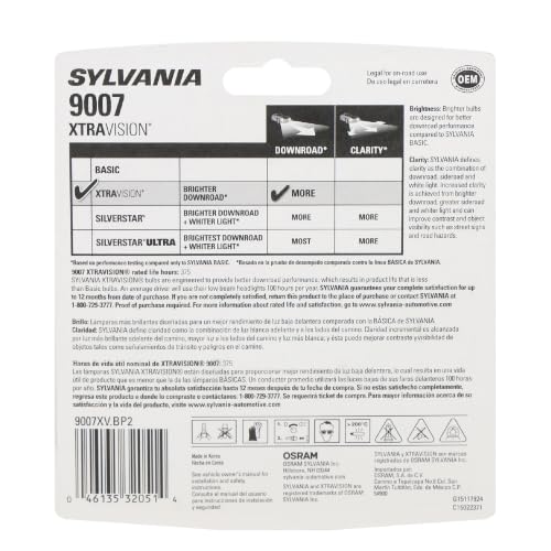 SYLVANIA 9007 XtraVision Halogen Headlight Bulbs — High/Low Beam, 2-Pack - Image 3