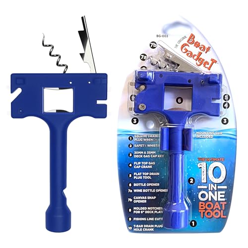 Boat Gadget 10-in-1 Boat Tool, Blue - Must-Have Boat Accessory with Gas Cap Key,...
