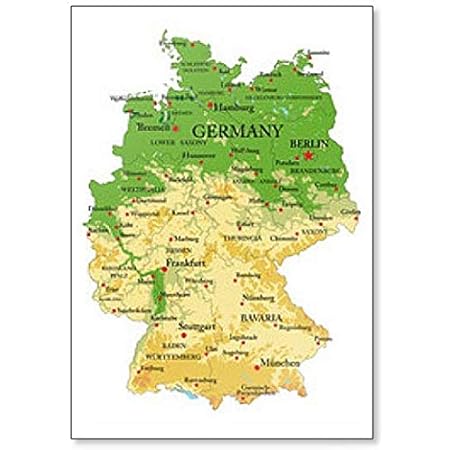 Physical Map Of Germany Amazon.com: Germany Physical Map - Classic Fridge Magnet: Home & Kitchen