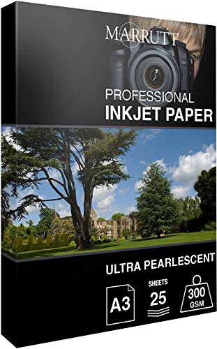 Marrutt 300gsm Ultra Pearlescent Hi-White Inkjet Photo Paper: A3-25 Sheets