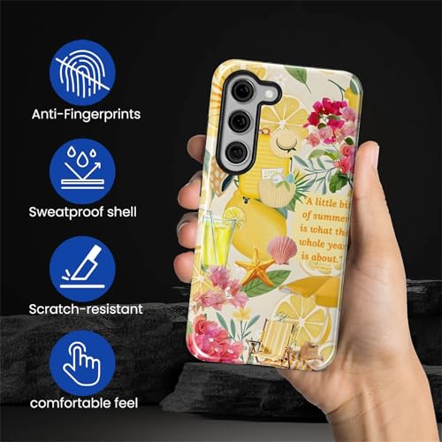 Akinmi Case for Samsung Galaxy S23,Exquisitely Pattern Double Protective Phone Cover Cases Soft Silicone for Samsung Galaxy S23-Coastal Italy Lemon Beach Collage - image 6
