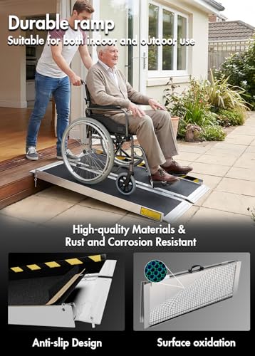 Image of 3FT Portable Wheelchair Ramp, Folding Non-Slip Aluminum Ramp for Home
