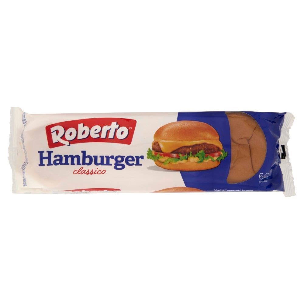 Roberto Hamburger Brot, Jede Packung enthält 6 Hamburger Buns, 8x 300g + Italian Gourmet polpa 400g