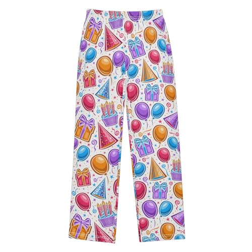 ZZXXB Happy Birthday Balloons Boys Long Pants Soft Trousers Elastic Waist Kids Lounge Bottoms with Pockets S-XL