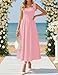 ZESICA Women's Summer Spaghetti Strap Maxi Dress 2026 Tie Shoulder Square Neck Flowy Wedding Guest Party Beach Long Dresses,Pink,Small