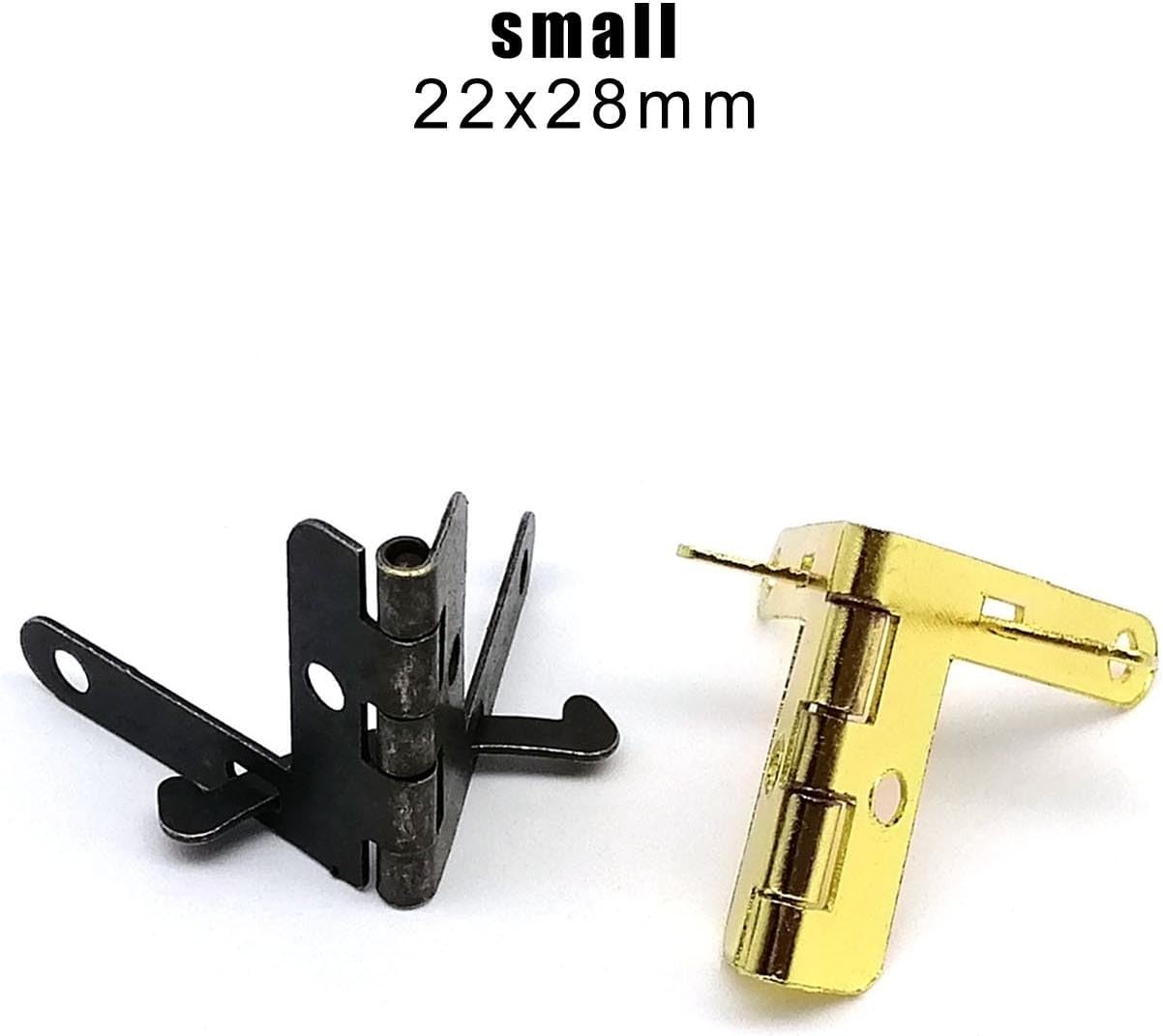 Golden Antique Brass Bronze Display Chest Case Box L Shape Type 90 Degree Support Spring Hinge 12Pcs(Small Bronze 22x28mm)