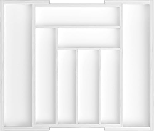 Pipishell Organizador de cajones expandible de bambú para soporte de utensilios bandeja de cubiertos ajustable organizador de cajones de madera para