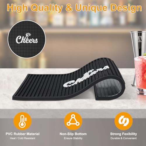 Lexenic Cheers Bar Mat for Home Bar, Retro Quick-Drying Water-Draining Rubber Mat for Kitchen Bar Countertops, Personalized Custom Cocktail Coffee Bar Mat Spill Mat by Lexenic - Image 2