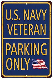 8x12 IN U.S. Navy Parking Only Sign Military Signs Vintage Décor Plaque Wall Art Rustic TinHigh Gloss Metal