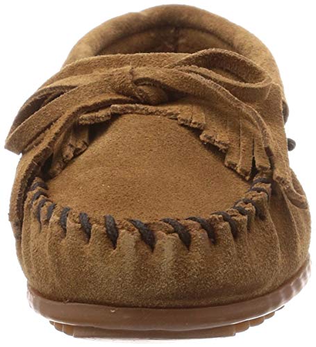 Minnetonka Women's Kilty Hardsole Moccasins, Dusty Brown,6 M2