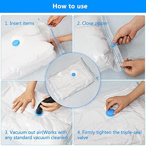 Vacuum Storage Bags, VETOKY Space Saver Bags, 8 Pack Vacuum Storage Bags 80% More Storage Vacuum Sealer Space Saver Bags for Bedding, Clothes, Blankets, Plush Toys(4* 60x40cm + 4*80 x 60cm)