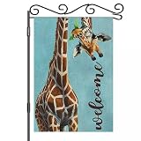 AOYEGO Funny Giraffe Welcome Burlap Garden Flag Double Sided Premium Fabric Wild Animal Watercolor G