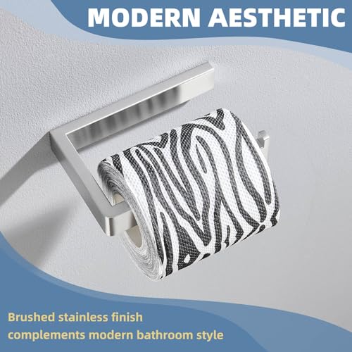 Image of APLusee Square Toilet Paper Holder, Brushed Nickel, 304 Stainless Steel | Space-saving for Apartments, RVs, Small Bathroom, Wall Mounted Tissue Holder, Easy Roll Changes, Fits Most Rolls Size