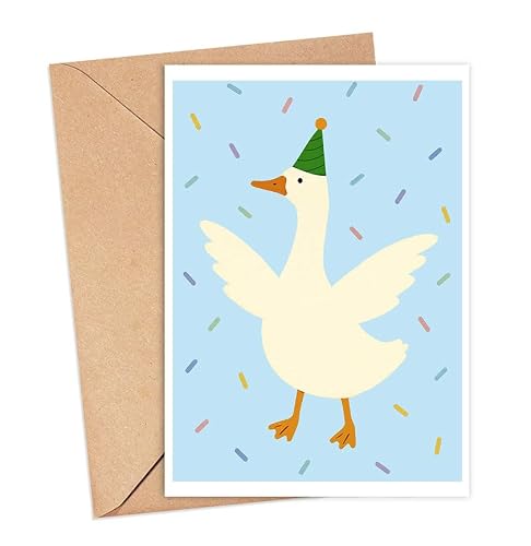 BurkeDesign Silly Goose Birthday Card - Birthday Card - Silly Goose Cards - Birth Cards With Duck - Cute Duck Bday - Birth Cute Simple - Ducks Bday