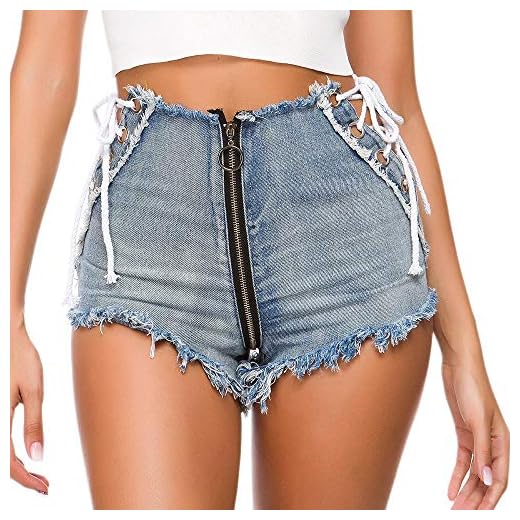 Dam jeansshorts sommarkläder dam sidorem dragkedja heta byxor klubb sexig hög midja jeansshorts kvinnor i alla åldrar (färg: Ljusblå, storlek: XL)