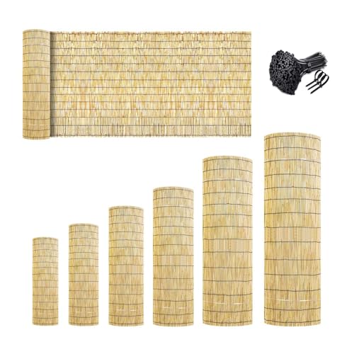 Valla Natural Cañizo Valla de Protección Bambú Natura Rollo De Caña De Bambú 0.3m 0.5m 0.9m 1.1m 1.2m 1.4m 1.5m 1.6m 1.8m Alto Pantalla De Privacidad Resistente, Recto, Fácil De Cortar(Natural)