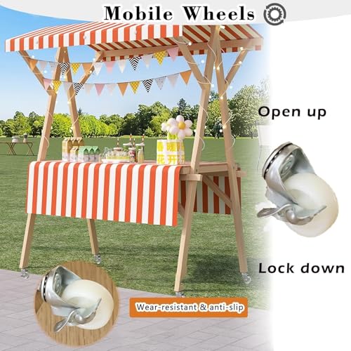 Espositore pieghevole in metallo con tovaglia e tenda da sole portatile per fiere, festival, mercatini delle pulci e carrelli alimentari (120 x 60 cm)