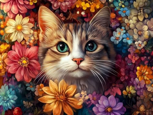 Pintar por numeros adultos sin saber dibujar, kit de lienzo gato 50x60 contra el estres